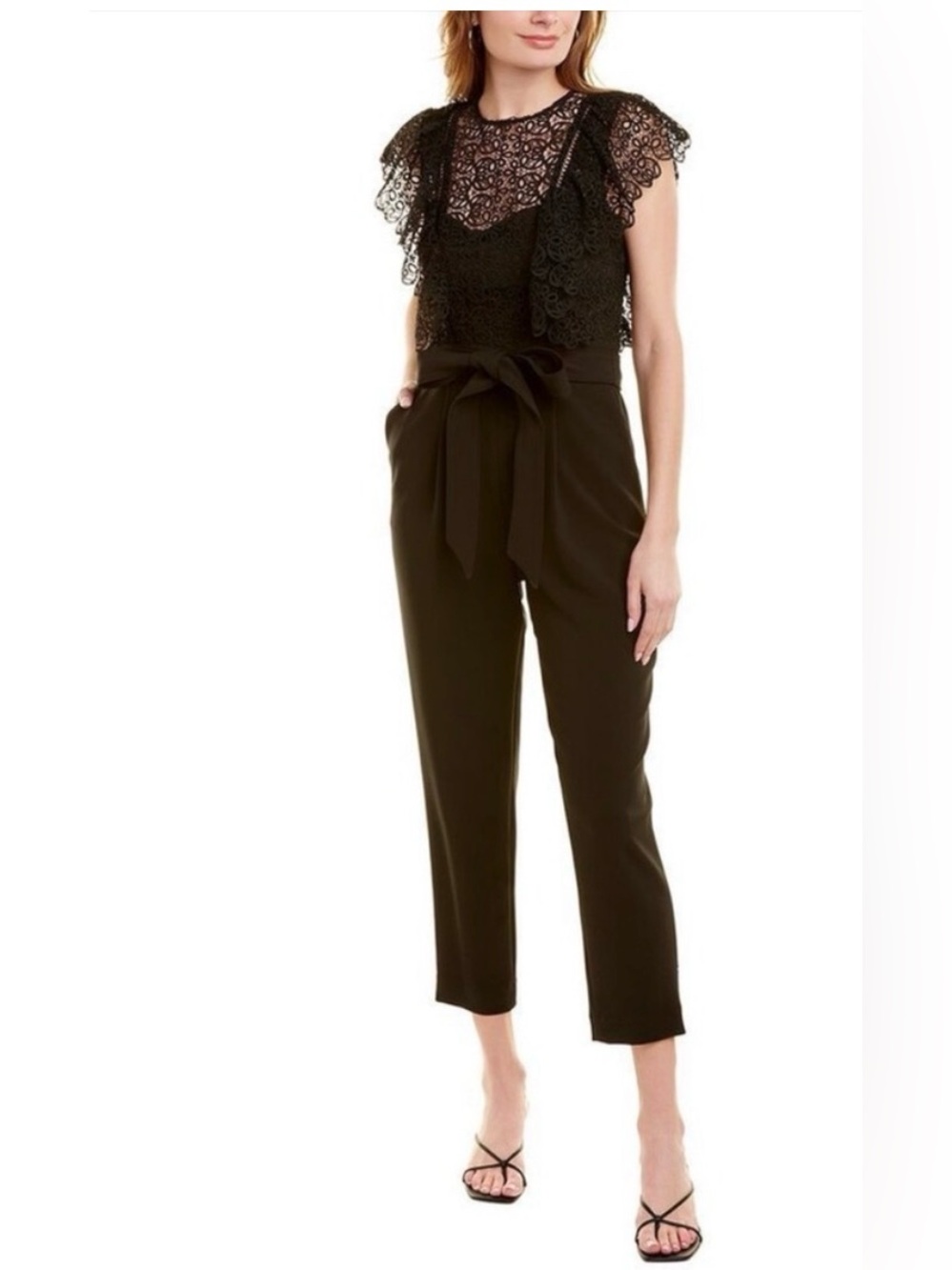 Pearl by Lela Rose black guipure lace jumpsuit 6